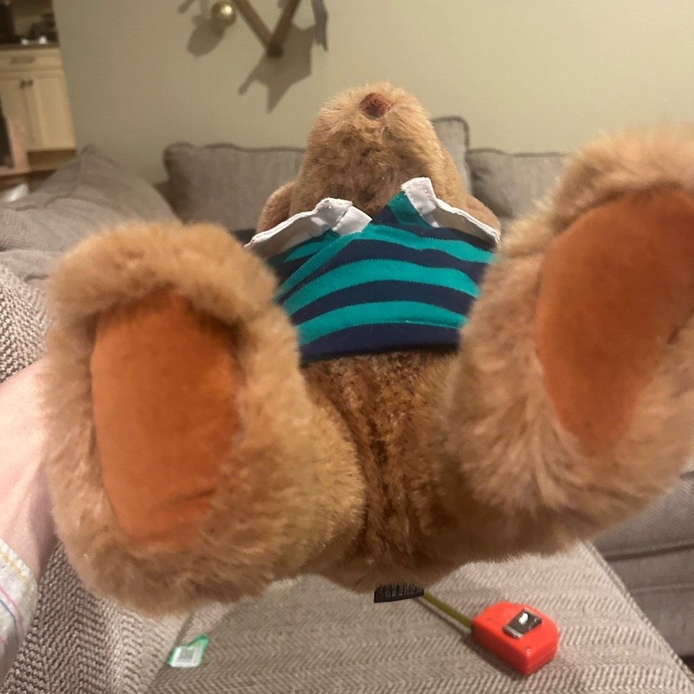 Vintage 1989 Lands End Gund Teddy Bear Rugby Plush Green Blue Polo 14” - Picture 6 of 8